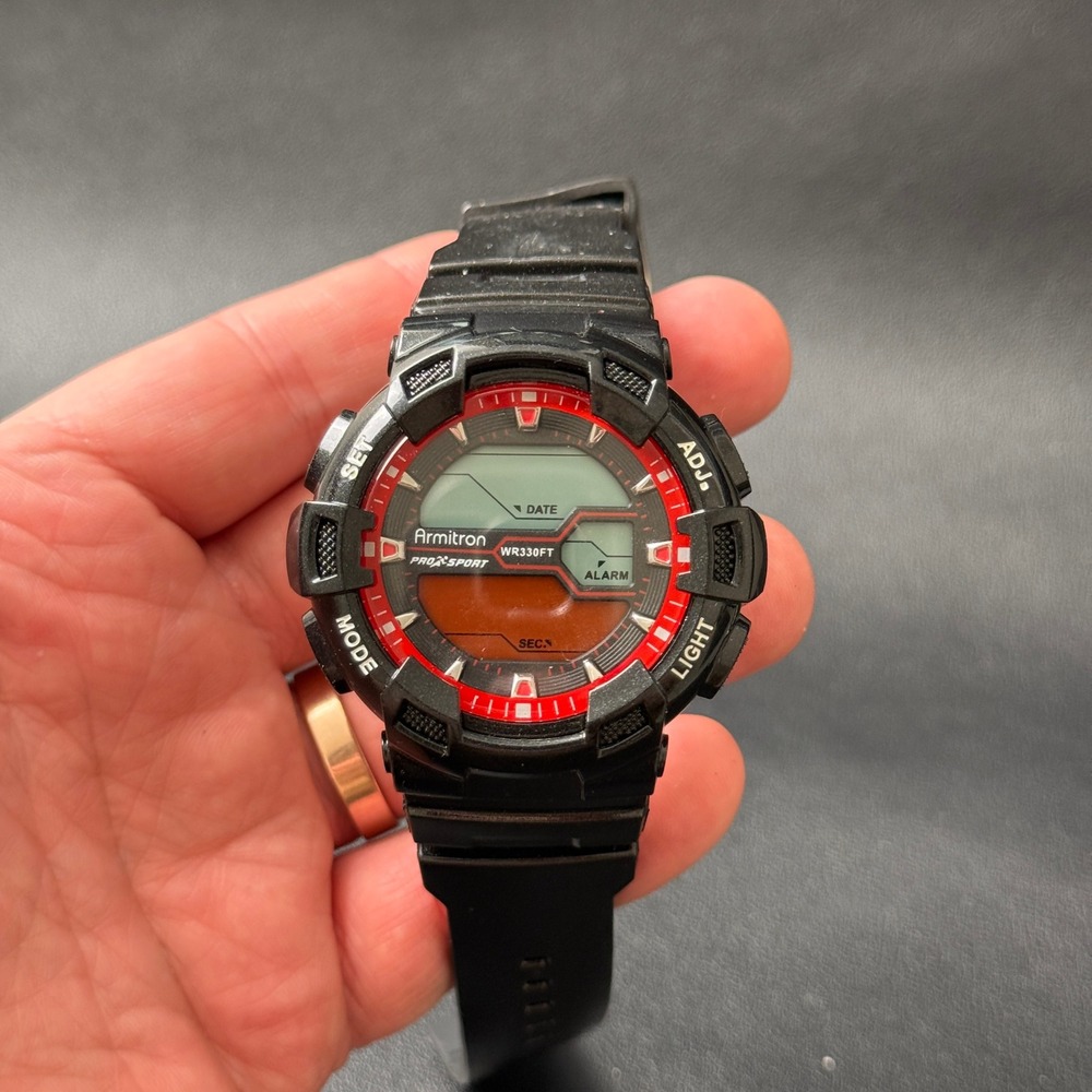 Armitron M0935 Pro Sport Men's Digital Red/Black Watch WR 330FT NEEDS BATTERY